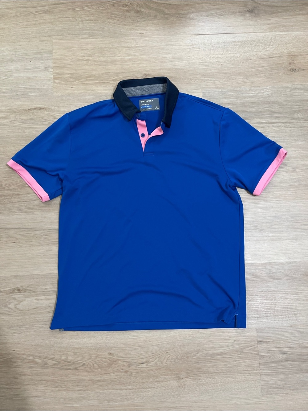 Men's Royal Blue Polo with Pink Trim and Black Collar - Performance Short Sleeve